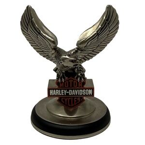 Harley-Davidson Franklin Mint Eagle Pocket Watch Stand Silver Black 1998